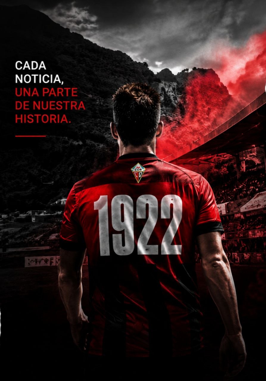 Jugador del CD Mensajero de espaldas con el mensaje: Cada noticia, una parte de nuestra historia