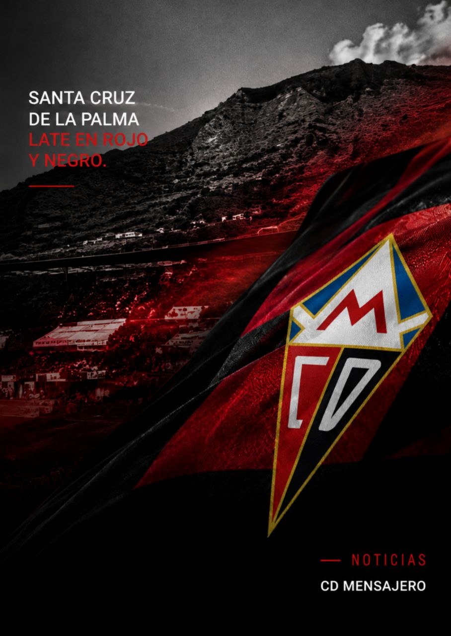 Cartel visual del CD Mensajero: Santa Cruz de La Palma late en rojo y negro